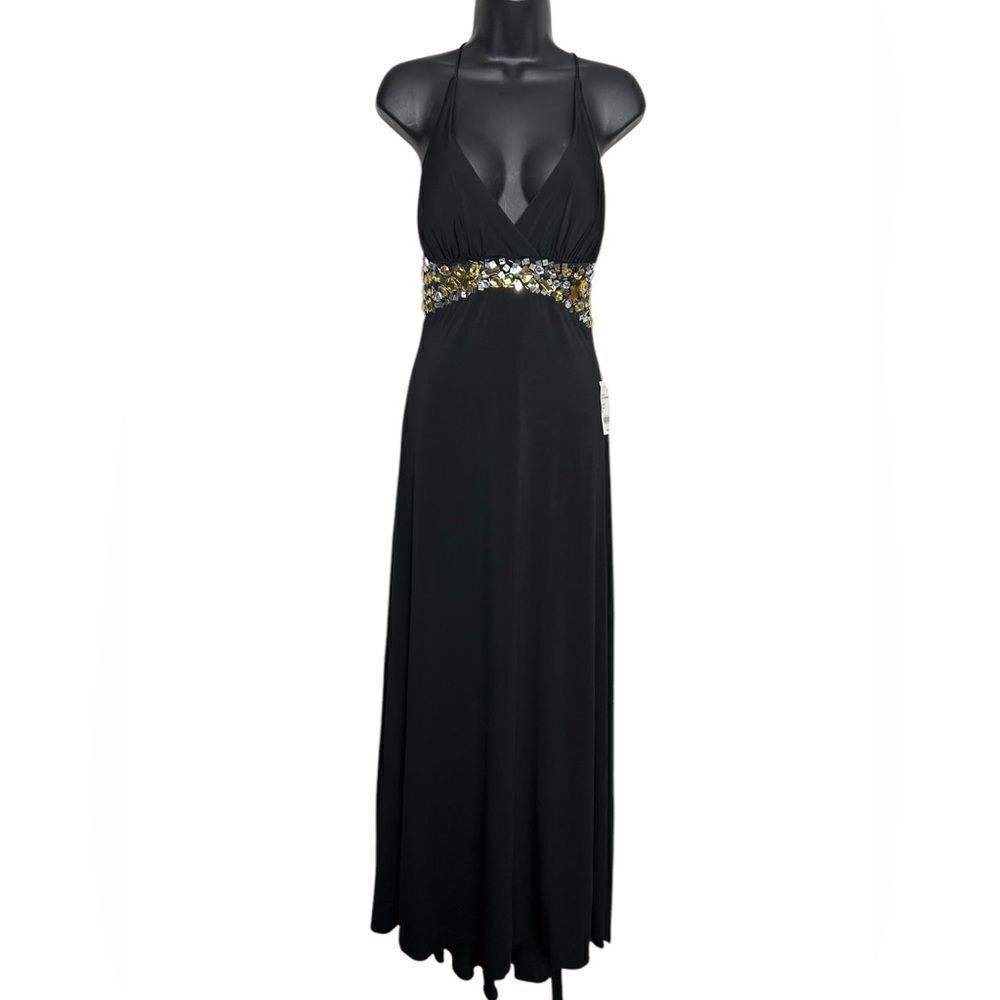 Vintage Masquerade Black Dress with sequence silver and Gold Size 5/6